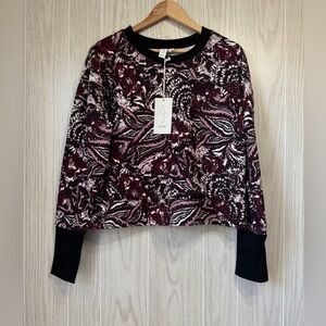 Joie Womens Sweatshirt  Size Large Cropped Abstract Paisley Floral NWT